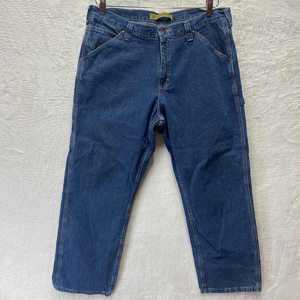 Lee Dungarees Carpenter Jeans Men's 38X30 Blue Denim Cotton High Rise Zip-Fly